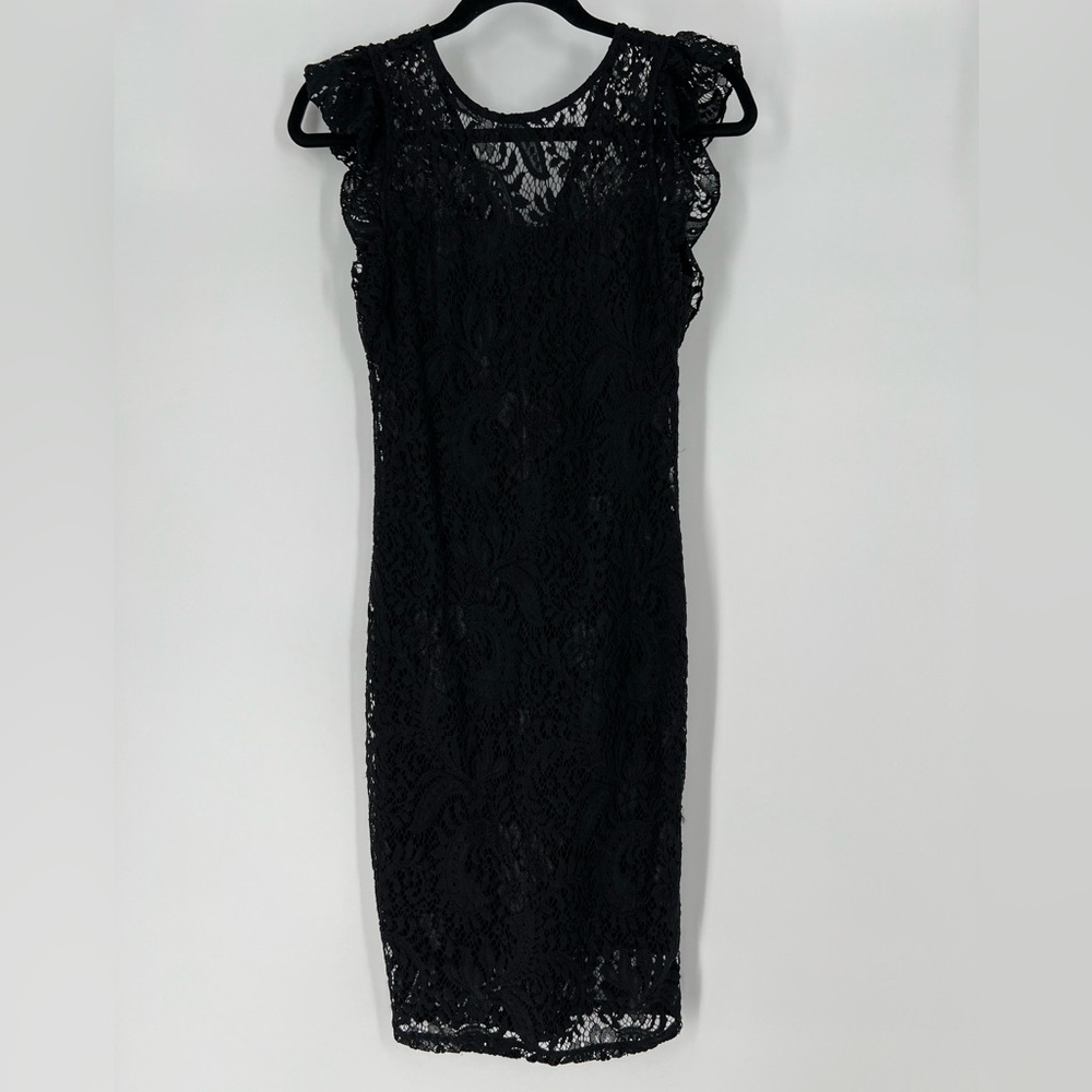 WHITE HOUSE BLACK MARKET NWOT BLACK‎ LACE DRESS FULLY LINED, W/BACK ZIPPER